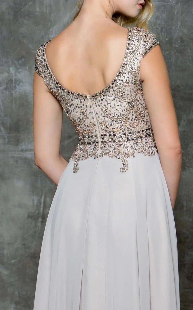 Marsoni By Colors - M173 Keyhole A-Line Chiffon Gown 6 Marsoni By Colors - M173 Keyhole A-Line Chiffon Gown