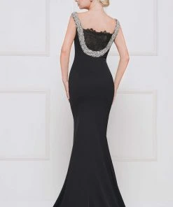 Marsoni By Colors - M177 Beaded Bateau Mermaid Gown