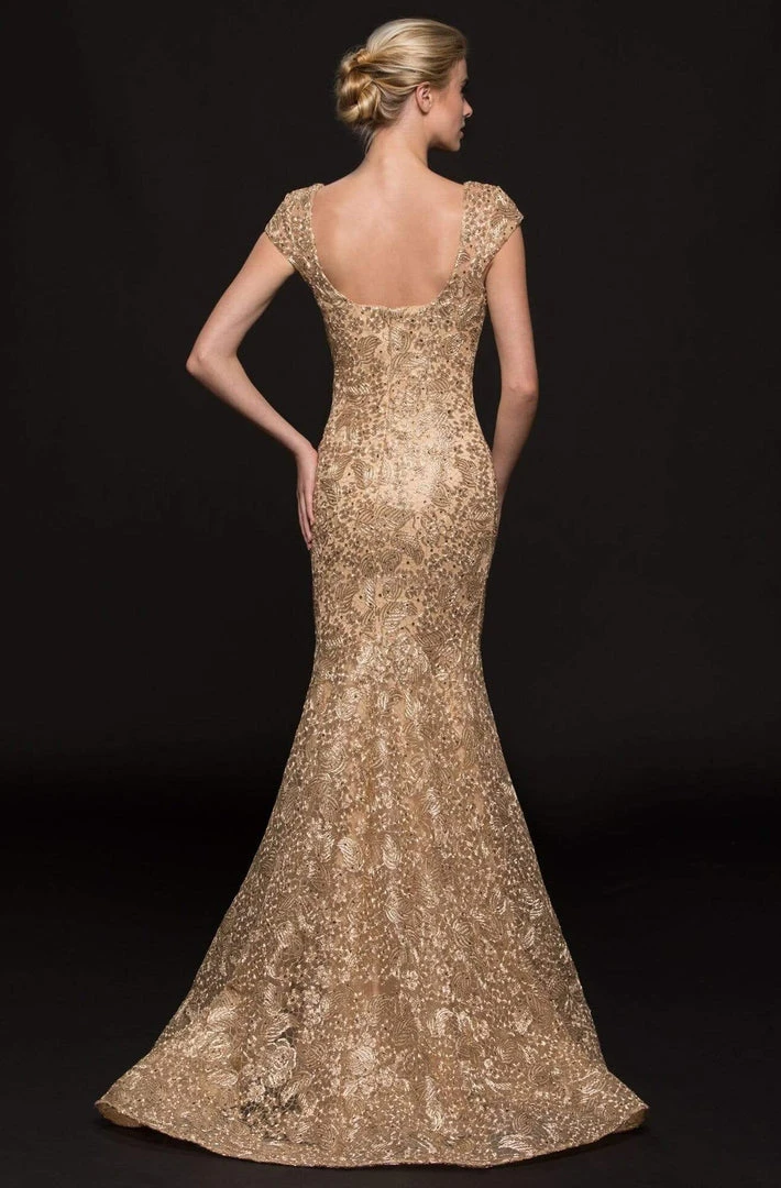 Marsoni By Colors - M212 Lace V-neck Mermaid Dress 4 Marsoni By Colors - M212 Lace V-neck Mermaid Dress