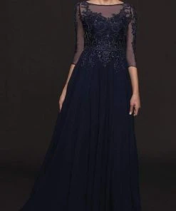 Marsoni By Colors - M214 Illusion Bateau A-line Dress