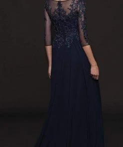 Marsoni By Colors - M214 Illusion Bateau A-line Dress