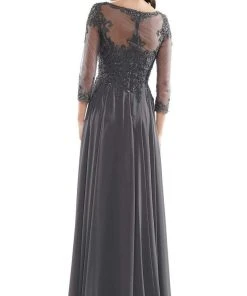 Marsoni By Colors - M217 Quarter Sleeve Embroidered Illusion Gown