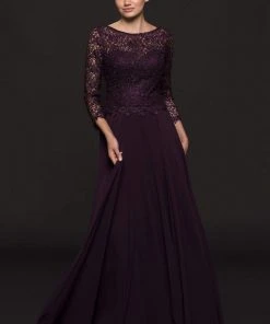 Marsoni By Colors - M223 Embroidered Quarter Length Sleeves Dress