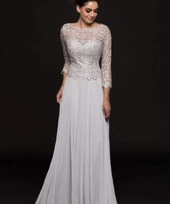 Marsoni By Colors - M223 Embroidered Quarter Length Sleeves Dress