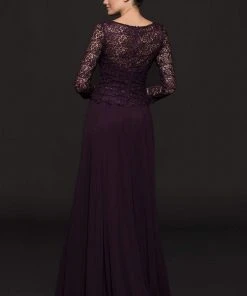 Marsoni By Colors - M223 Embroidered Quarter Length Sleeves Dress