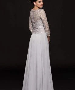 Marsoni By Colors - M223 Embroidered Quarter Length Sleeves Dress