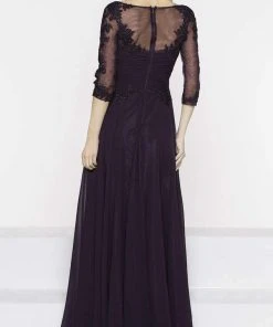 Marsoni By Colors - M237 V-Neck Beaded Lace Applique Chiffon Dress 7 Marsoni By Colors - M237 V-Neck Beaded Lace Applique Chiffon Dress