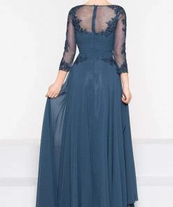 Marsoni By Colors - M237 V-Neck Beaded Lace Applique Chiffon Dress 9 Marsoni By Colors - M237 V-Neck Beaded Lace Applique Chiffon Dress