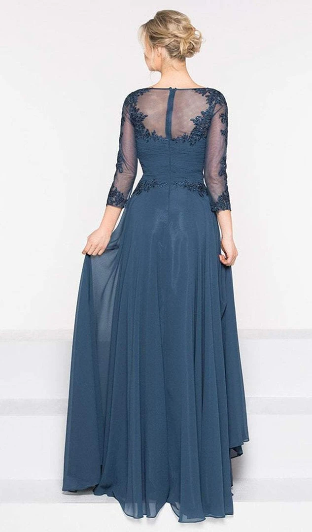 Marsoni By Colors - M237 V-Neck Beaded Lace Applique Chiffon Dress 6 Marsoni By Colors - M237 V-Neck Beaded Lace Applique Chiffon Dress