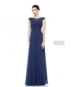 Marsoni By Colors - M238 Beaded Applique A Line Chiffon Dress 20 Marsoni By Colors - M238 Beaded Applique A Line Chiffon Dress