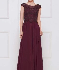 Marsoni By Colors - M238 Beaded Applique A Line Chiffon Dress 18 Marsoni By Colors - M238 Beaded Applique A Line Chiffon Dress