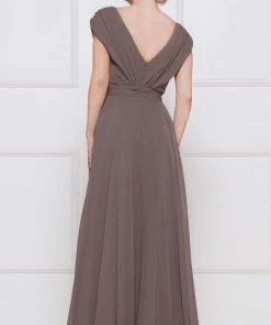 Marsoni By Colors - M251 Gathered V Neck Off Shoulder A-Line Gown 24 Marsoni By Colors - M251 Gathered V Neck Off Shoulder A-Line Gown