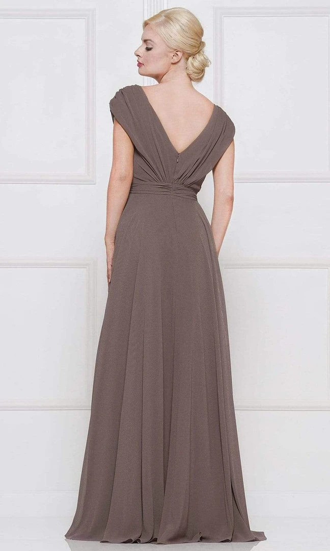 Marsoni By Colors - M251 Gathered V Neck Off Shoulder A-Line Gown 7 Marsoni By Colors - M251 Gathered V Neck Off Shoulder A-Line Gown