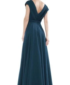 Marsoni By Colors - M251 Gathered V Neck Off Shoulder A-Line Gown 28 Marsoni By Colors - M251 Gathered V Neck Off Shoulder A-Line Gown