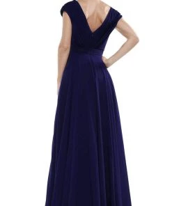 Marsoni By Colors - M251 Gathered V Neck Off Shoulder A-Line Gown 35 Marsoni By Colors - M251 Gathered V Neck Off Shoulder A-Line Gown