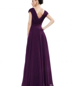 Marsoni By Colors - M251 Gathered V Neck Off Shoulder A-Line Gown 30 Marsoni By Colors - M251 Gathered V Neck Off Shoulder A-Line Gown