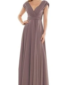 Marsoni By Colors - M251 Gathered V Neck Off Shoulder A-Line Gown 25 Marsoni By Colors - M251 Gathered V Neck Off Shoulder A-Line Gown