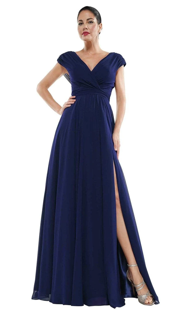 Marsoni By Colors - M251 Gathered V Neck Off Shoulder A-Line Gown 20 Marsoni By Colors - M251 Gathered V Neck Off Shoulder A-Line Gown