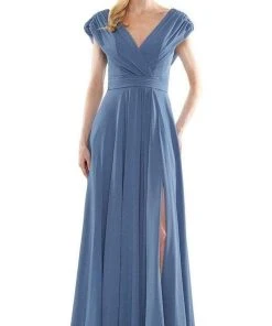 Marsoni By Colors - M251 Gathered V Neck Off Shoulder A-Line Gown 36 Marsoni By Colors - M251 Gathered V Neck Off Shoulder A-Line Gown