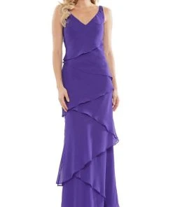 Marsoni By Colors - M309 V-Neck Tiered Sheath Dress