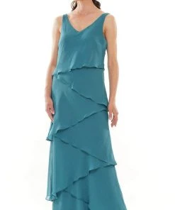 Marsoni By Colors - M309 V-Neck Tiered Sheath Dress