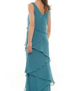 Marsoni By Colors - M309 V-Neck Tiered Sheath Dress