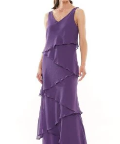 Marsoni By Colors - M309 V-Neck Tiered Sheath Dress