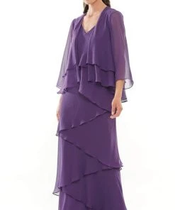 Marsoni By Colors - M309 V-Neck Tiered Sheath Dress