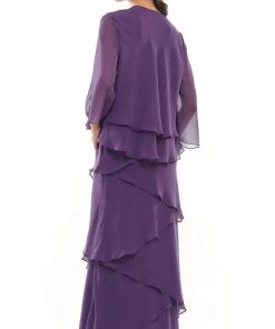 Marsoni By Colors - M309 V-Neck Tiered Sheath Dress