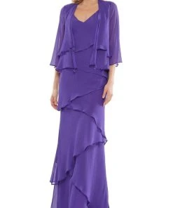 Marsoni By Colors - M309 V-Neck Tiered Sheath Dress