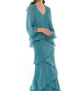 Marsoni By Colors - M309 V-Neck Tiered Sheath Dress