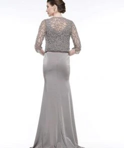 Marsoni By Colors - MV1001 Jeweled Bolero Faille Trumpet Gown 9 Marsoni By Colors - MV1001 Jeweled Bolero Faille Trumpet Gown