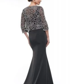 Marsoni By Colors - MV1001 Jeweled Bolero Faille Trumpet Gown 7 Marsoni By Colors - MV1001 Jeweled Bolero Faille Trumpet Gown