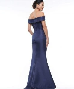 Marsoni By Colors - MV1003 Off Shoulder Jewel Accented Mermaid Gown