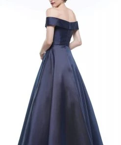 Marsoni By Colors - MV1008 Floral Beaded Surplice Off Shoulder Gown 5 Marsoni By Colors - MV1008 Floral Beaded Surplice Off Shoulder Gown