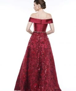 Marsoni By Colors - MV1013 Off-Shoulder Lace A-line Dress 11 Marsoni By Colors - MV1013 Off-Shoulder Lace A-line Dress