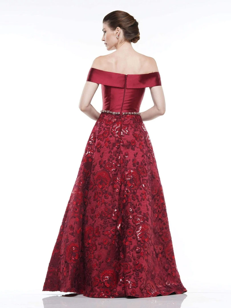 Marsoni By Colors - MV1013 Off-Shoulder Lace A-line Dress 6 Marsoni By Colors - MV1013 Off-Shoulder Lace A-line Dress