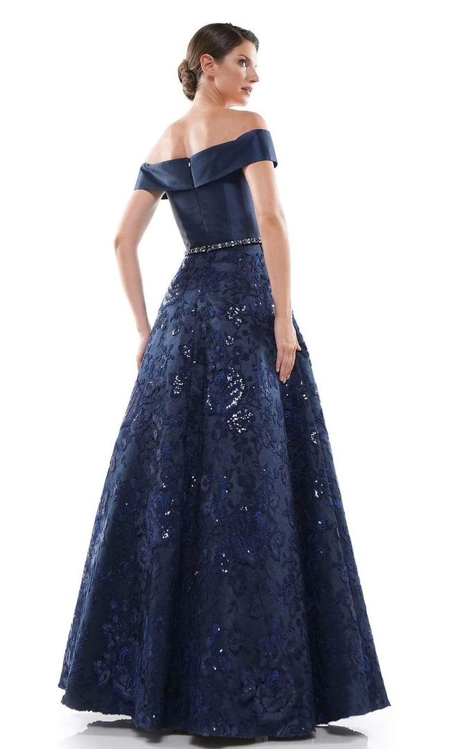 Marsoni By Colors - MV1013 Off-Shoulder Lace A-line Dress 8 Marsoni By Colors - MV1013 Off-Shoulder Lace A-line Dress