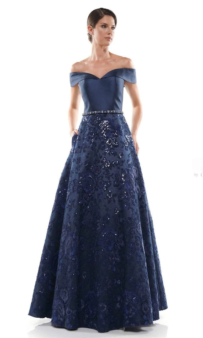 Marsoni By Colors - MV1013 Off-Shoulder Lace A-line Dress 7 Marsoni By Colors - MV1013 Off-Shoulder Lace A-line Dress