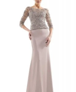 Marsoni By Colors - MV1026 Bead Embellished Bateau Dress