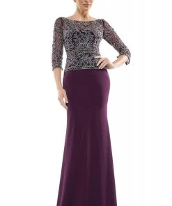Marsoni By Colors - MV1026 Bead Embellished Bateau Dress