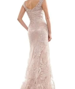 Marsoni By Colors - MV1030 Embroidered V-neck Trumpet Dress 8 Marsoni By Colors - MV1030 Embroidered V-neck Trumpet Dress