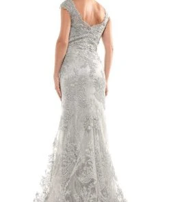 Marsoni By Colors - MV1030 Embroidered V-neck Trumpet Dress 9 Marsoni By Colors - MV1030 Embroidered V-neck Trumpet Dress