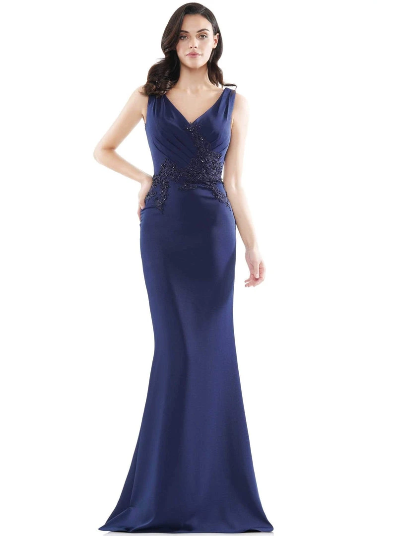 Marsoni By Colors - MV1054 Embroidered V-neck Trumpet Dress 7 Marsoni By Colors - MV1054 Embroidered V-neck Trumpet Dress