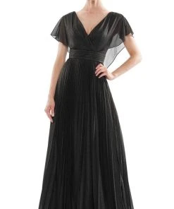 Marsoni By Colors - MV1072 V-Neck Capelet Sleeves A-Line Chiffon Gown