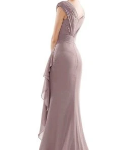Marsoni By Colors - MV1073 Ruched V Neck Foil Chiffon Column Gown 11 Marsoni By Colors - MV1073 Ruched V Neck Foil Chiffon Column Gown