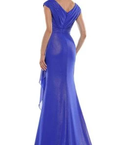 Marsoni By Colors - MV1073 Ruched V Neck Foil Chiffon Column Gown 13 Marsoni By Colors - MV1073 Ruched V Neck Foil Chiffon Column Gown