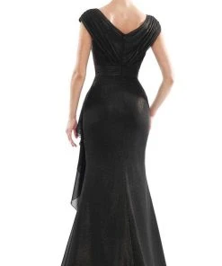 Marsoni By Colors - MV1073 Ruched V Neck Foil Chiffon Column Gown 9 Marsoni By Colors - MV1073 Ruched V Neck Foil Chiffon Column Gown