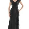 Marsoni By Colors - MV1073 Ruched V Neck Foil Chiffon Column Gown 1 Marsoni By Colors - MV1073 Ruched V Neck Foil Chiffon Column Gown