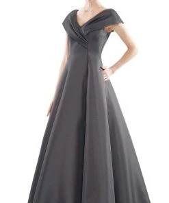 Marsoni By Colors - MV1085 V Neck Pleated A-line Gown
